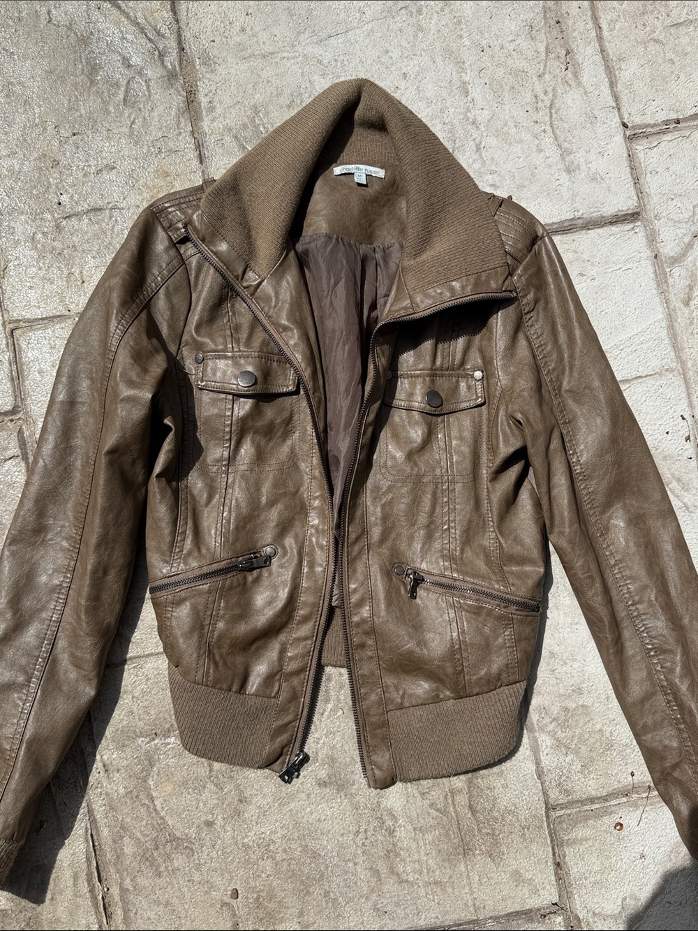 Charlotte Russe Full Zip Faux Leather Jacket size medium